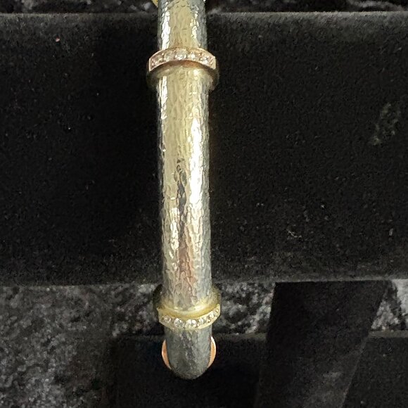 Silpada Hammered Sterling Silver CZ Radiance Bangle Bracelet B2831 - Picture 4 of 4